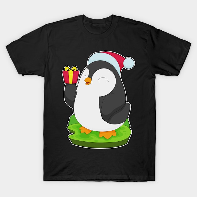 Penguin Christmas Santa hat T-Shirt by Markus Schnabel